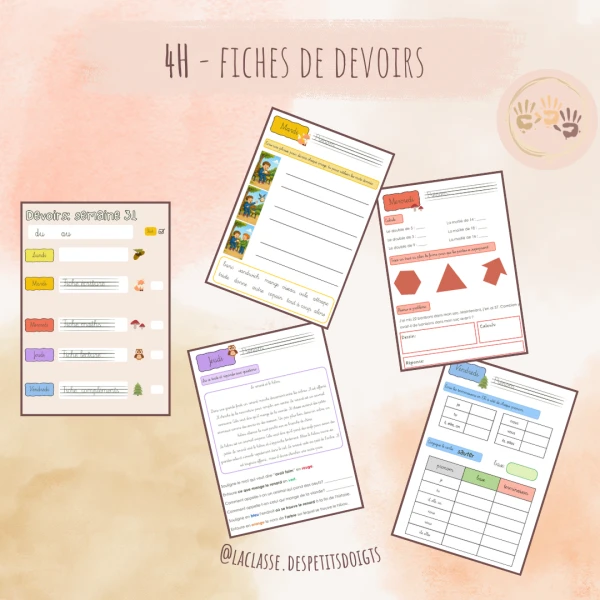 4H: Fiches de devoirs (semaines 31 à 37)