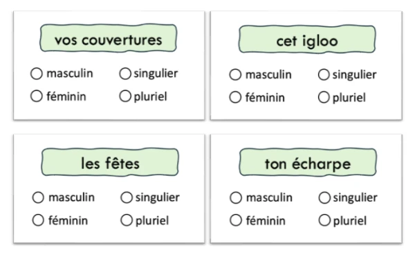 Atelier - Genre et nombre du nom