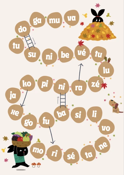 Jeu de l'oie : fusion syllabique