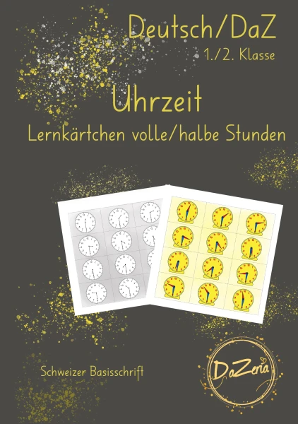 Uhrzeiten Lernkärtchen (volle/halbe Stunden)