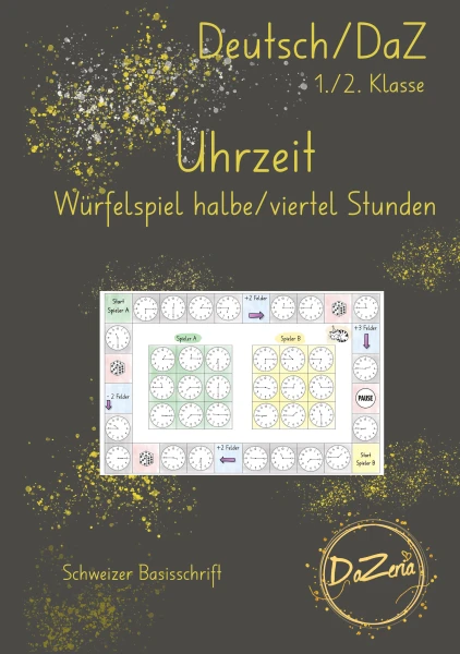 Uhrzeiten Würfelspiel (halbe/Viertelstunden)