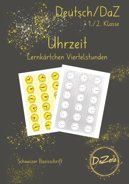Uhrzeiten Lernkärtchen (Viertelstunden)