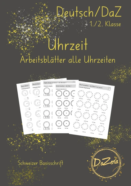 Uhrzeiten Arbeitsblätter (alle Uhrzeiten 5-er Schritte)