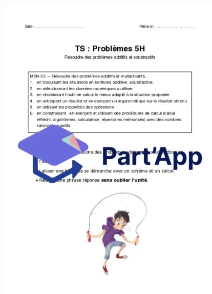 ETA problèmes mathématiques 5H 5P