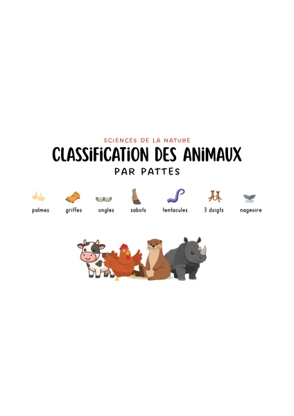 Classification des animaux | par types de pattes