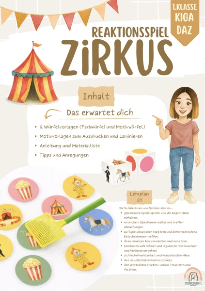 Jeu de réaction (jeu de la tapette à mouches) sur le thème du cirque