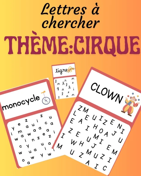 Chercher les lettres: thème du cirque