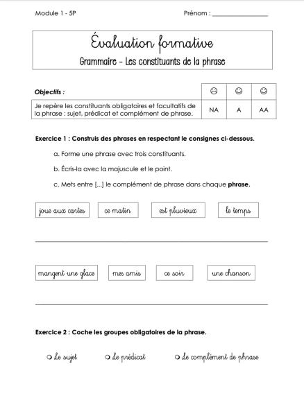 Evaluation formative 5P - Module 1