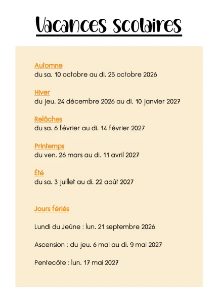 Vacances scolaires - congés