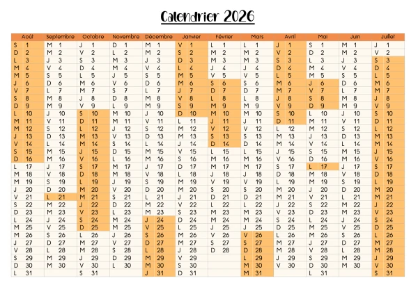 Calendrier annuel 26-27