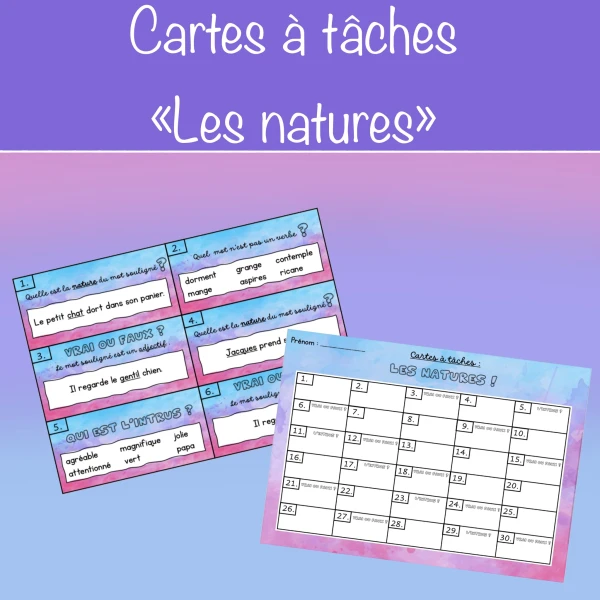 Cartes à tâches "Les natures"