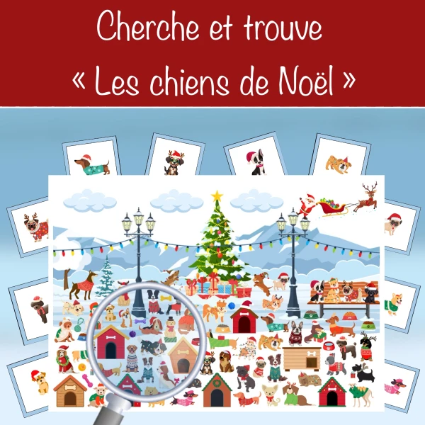 Cherche et trouve les chiens de Noël