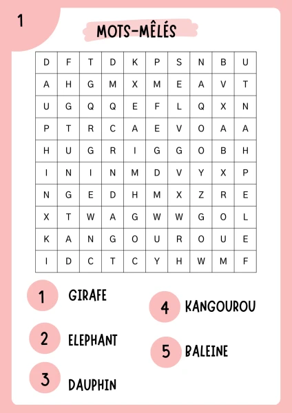 Mots-mêlés thématiques : "Les animaux" (9 grilles + corrigés inclus - Cycle 1 / 3H-4H)