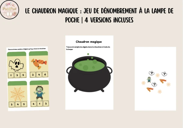 Le Chaudron Magique : Jeu de Dénombrement à la Lampe de Poche | 4 Versions incluses