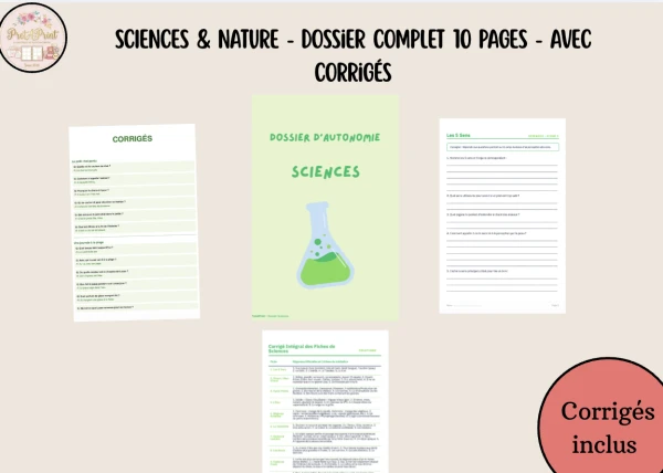 SCIENCES & NATURE - Dossier Complet 10 Pages - avec corrigés