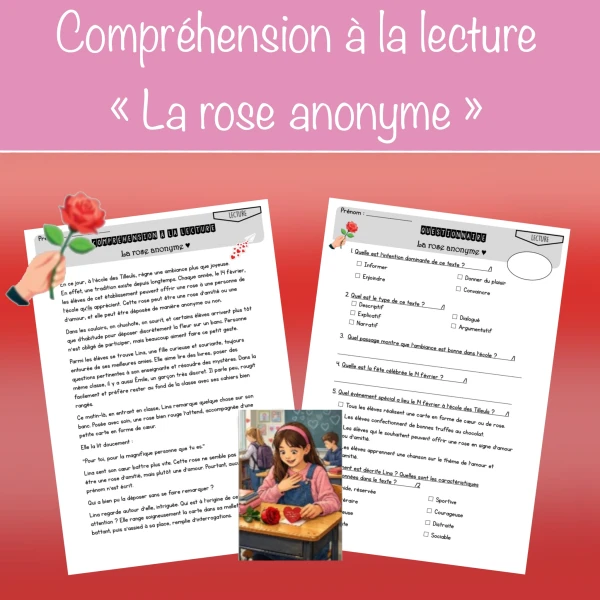 Compréhension à la lecture "La rose anonyme"