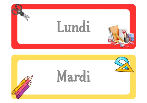 Etiquettes jours de semaine