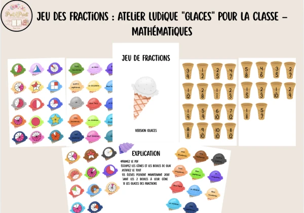Jeu des fractions : Atelier ludique "Glaces" pour la classe – Mathématiques