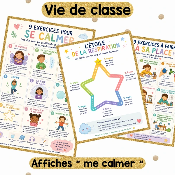 3 affiches pour retrouver le calme / s'appaiser en classe
