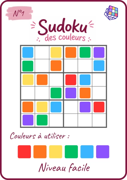 Sudoku des couleurs – Niveau facile (6×6)