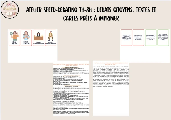 Atelier Speed-Debating 7H-8H : Débats citoyens, textes et cartes prêts à imprimer