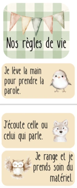 Affichage règles de vie