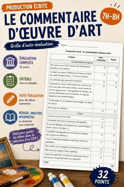Grille d'évaluation – Le commentaire d'œuvre d'art (7H–8H)