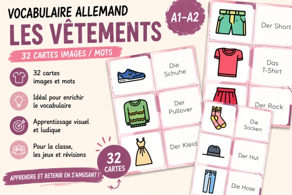 Mémory – Les vêtements en allemand (A1–A2 / 8H)