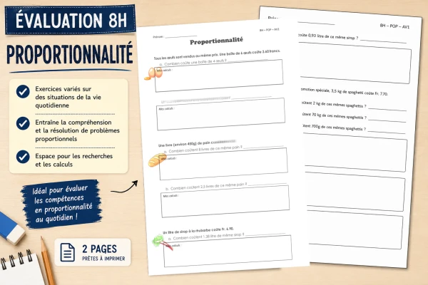 Exercices de mathématiques 8H – Proportionnalité