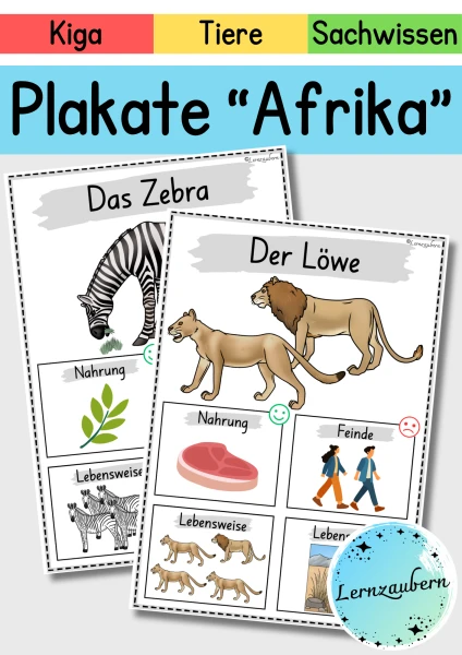 Plakate: Sachwissen Afrikanische Tiere für den Kindergarten (Poster)