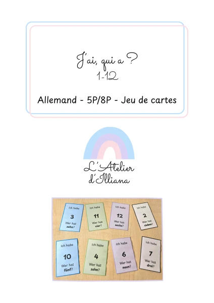 Die Zahlen (1-12)  : J’ai, qui a ? - Bords rectangulaires