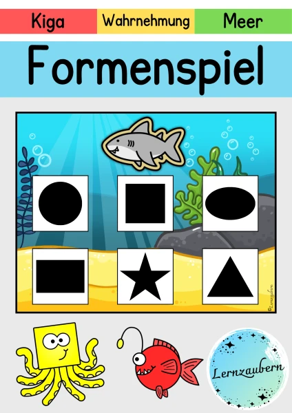 Formen erkennen: Spiel für den Kindergarten (Meer)