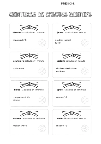 Ceintures de calculs additifs