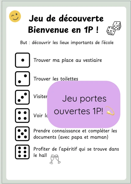 🎀 Jeu portes ouvertes 1P 🎀