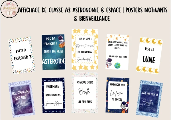 Affichage de Classe A3 Astronomie & Espace | Posters Motivants & Bienveillance