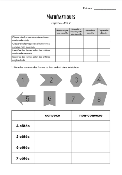 Evaluation maths 4H - Espace AV1.2