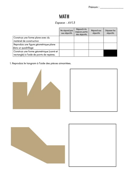 Evaluation maths 4H - Espace AV1.3