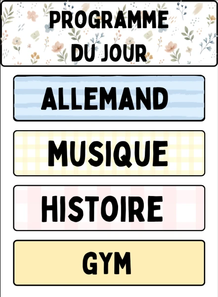 Programme du jour pastel