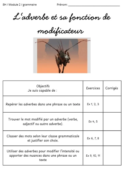 Dossier sur l'adverbe et sa fonction de modificateur M2 8H