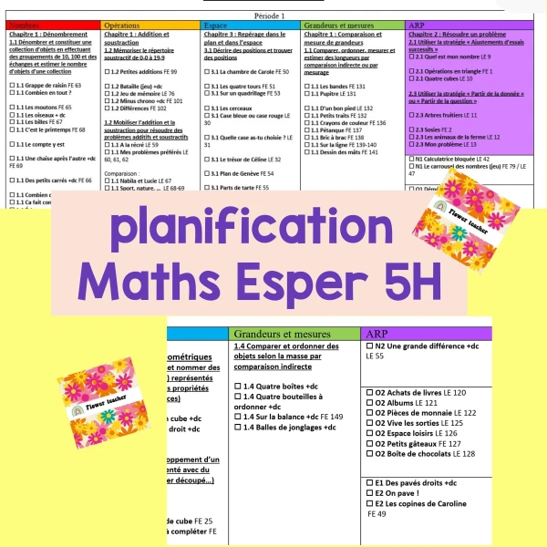 Planification Maths Esper 5H