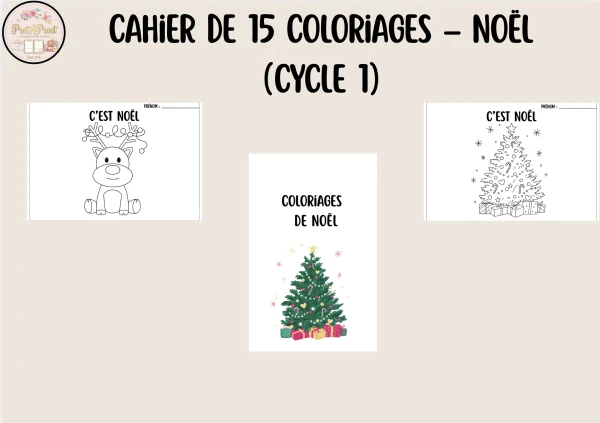 Cahier de 15 coloriages - Noël (Cycle 1)