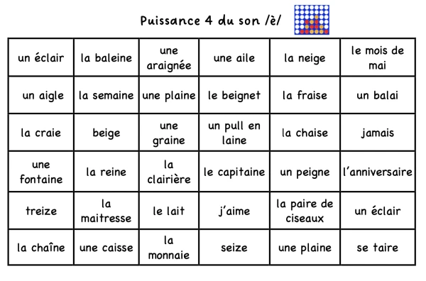 Jeu du puissance 4 - le son [ɛ]