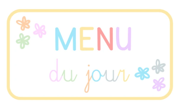 Menu du jour pastel et épuré