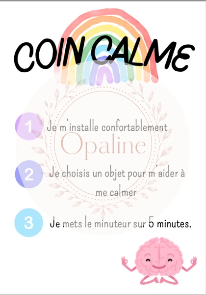 Affichage "Coin calme"