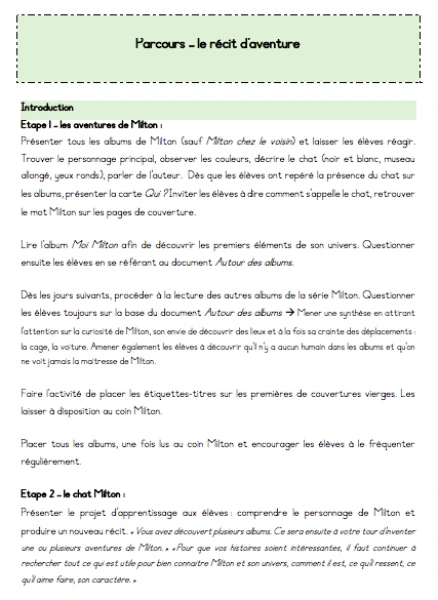 Planfication MER - parcours le récit d'aventure
