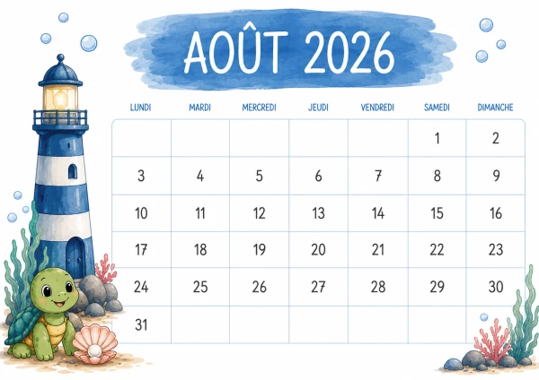 Calendrier 2026-27 - Thème de la mer