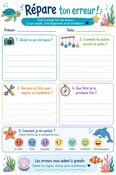 Répare ton erreur ! – Fiche de réflexion 🌊