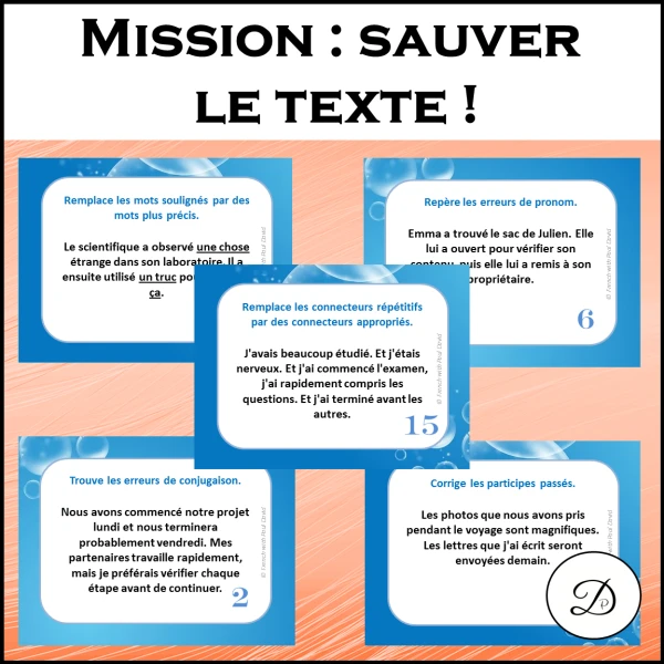 Mission : sauver le texte ! 24 cartes à tâches