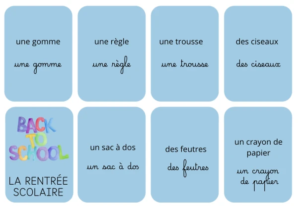 cartes dictée muette - rentrée scolaire