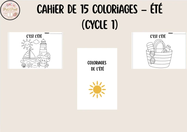Cahier de 15 coloriages - Été (Cycle 1)